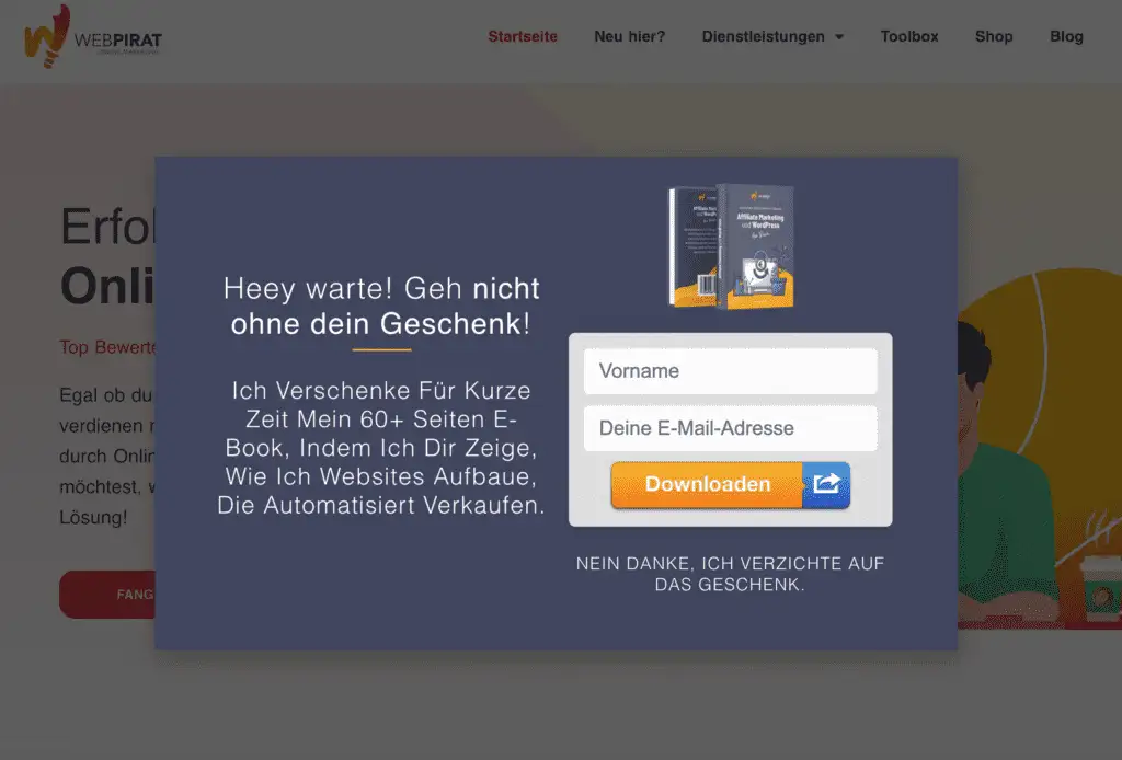 E-Mail Liste aufbauen - Screenshot